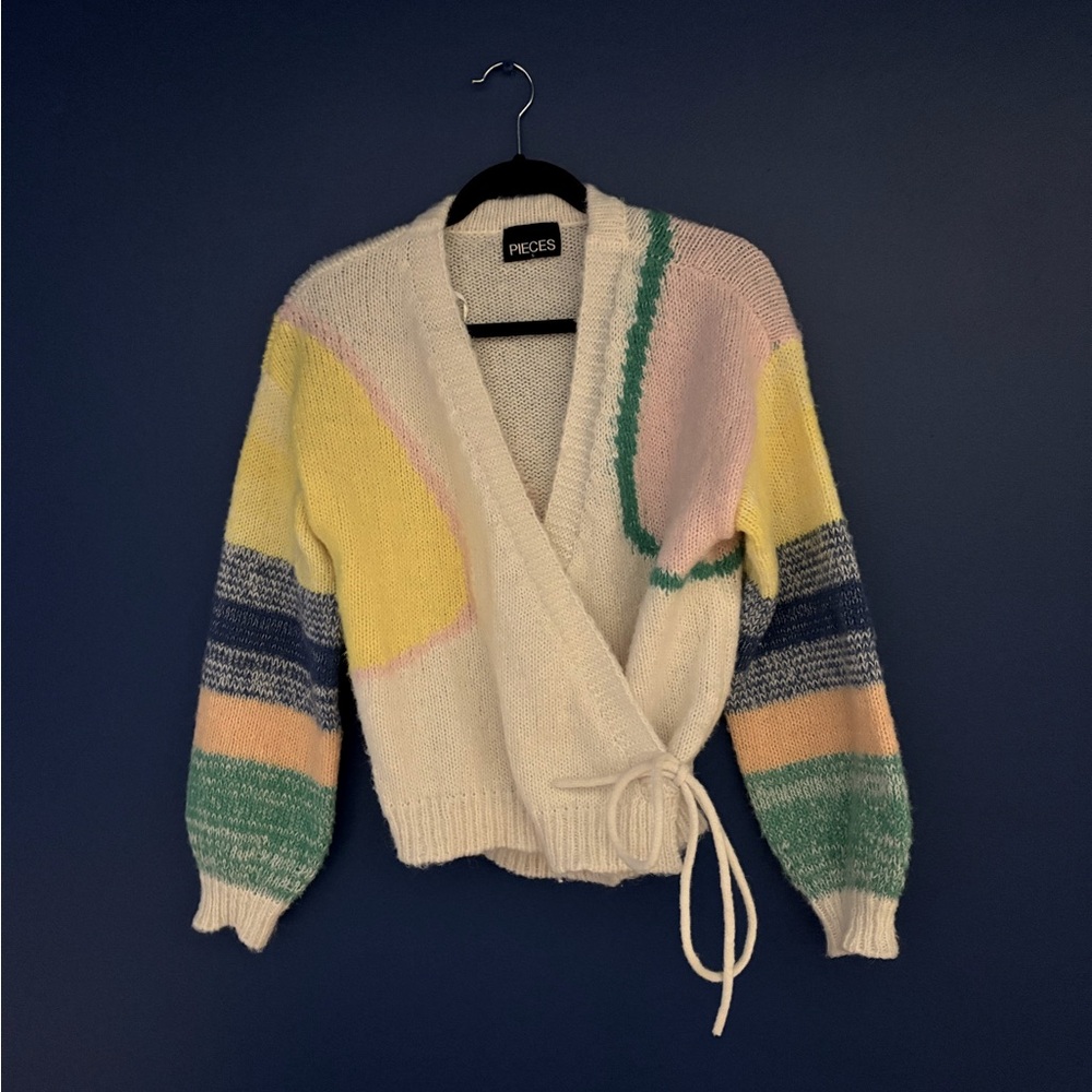 PIECES colourful wrap cardigan